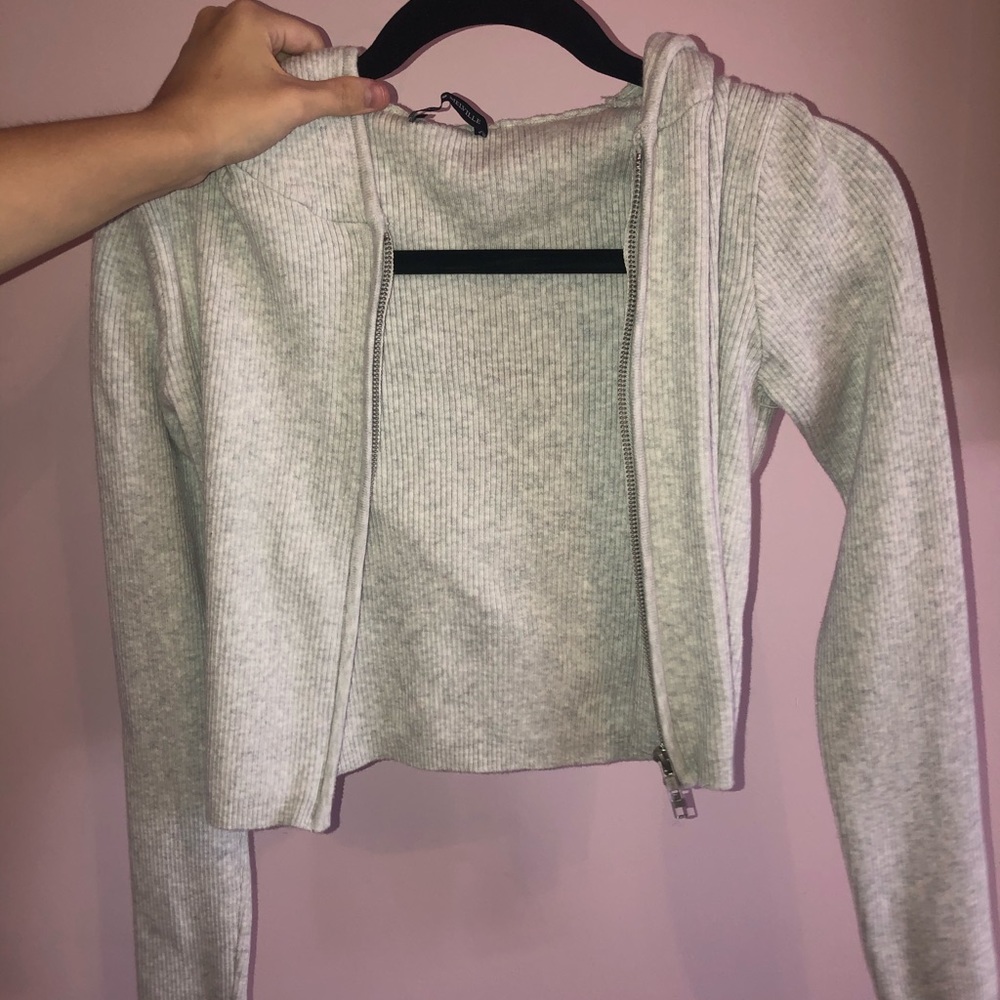 brandy melville grey cropped jacket